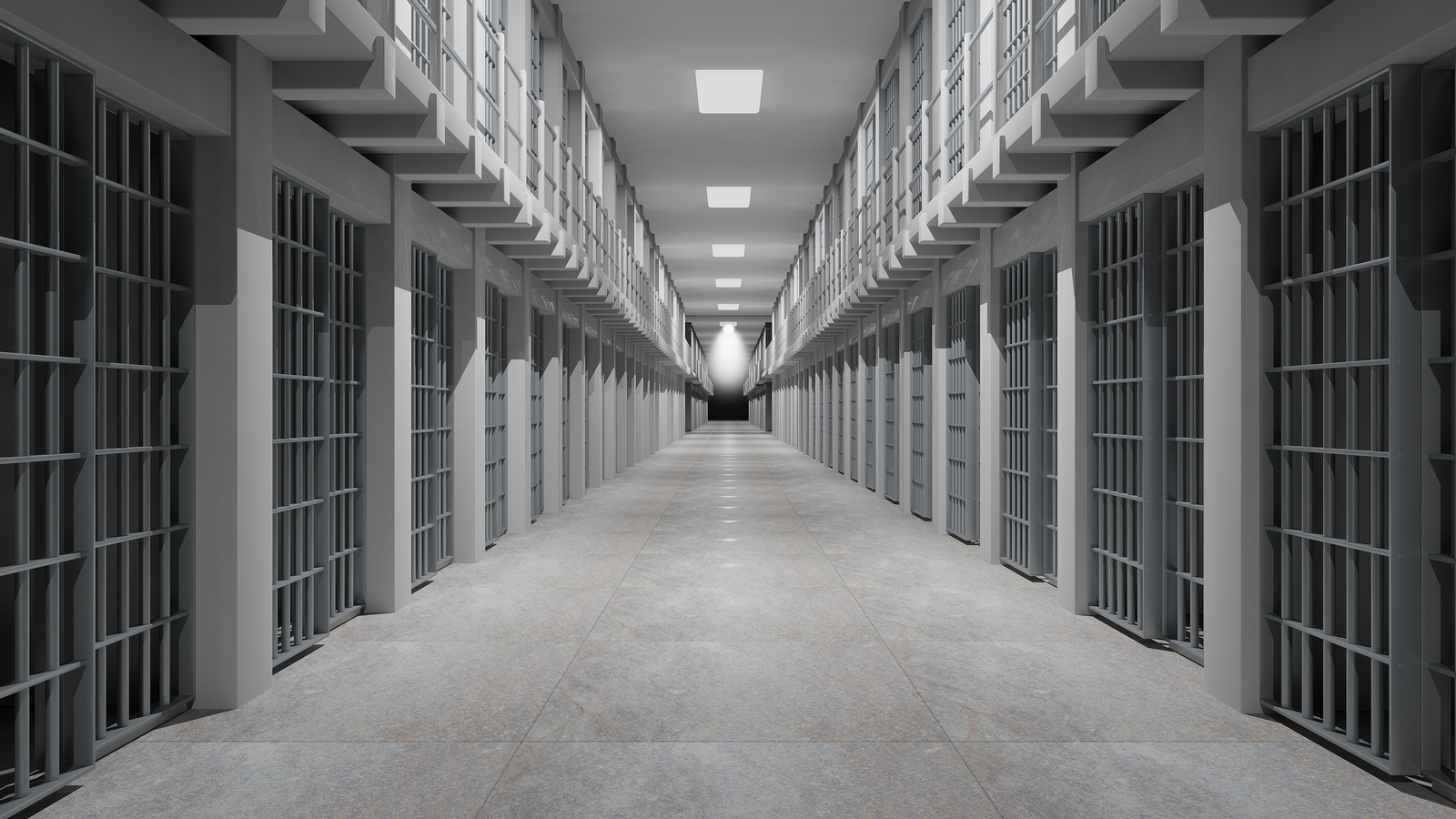 Rows of prison cells, prison interior